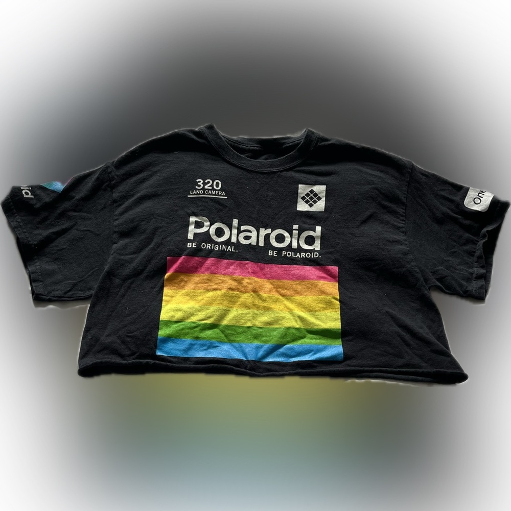 Polaroid Vintage Tee - Black with Rainbow Design